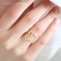 StellaBridal＊SV925＊12星座キュービックジルコニアチャームの華奢チェーンリング 1枚目の画像