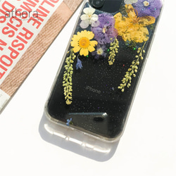 全機種対応 植物標本のような 押し花 スマホケース　iPhone 13  iPhone 12 Galaxy AQUOS 4枚目の画像