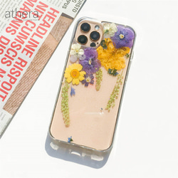 全機種対応 植物標本のような 押し花 スマホケース　iPhone 13  iPhone 12 Galaxy AQUOS 2枚目の画像