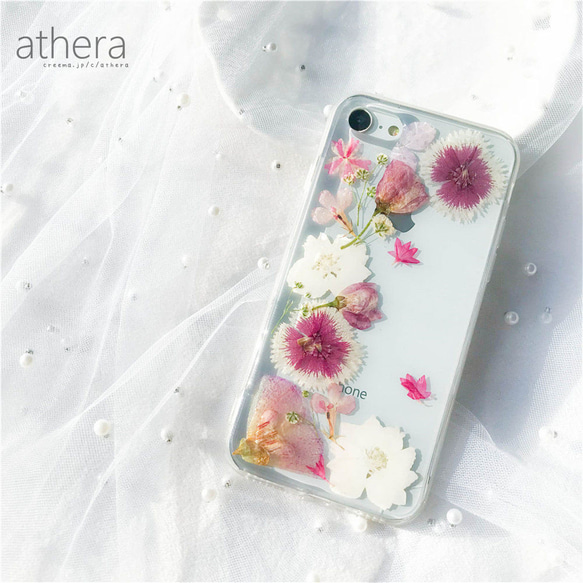 全機種対応 植物標本のような 押し花 スマホケース iPhone 13 iPhone 