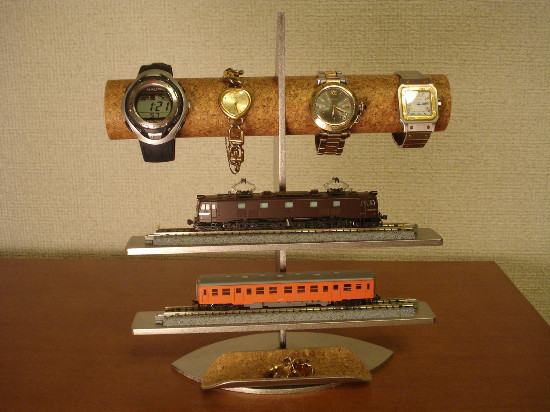 腕時計スタンド　電車スタンド　Nゲージ　時計スタンド　腕時計、電車模型トレイ付きスタンド