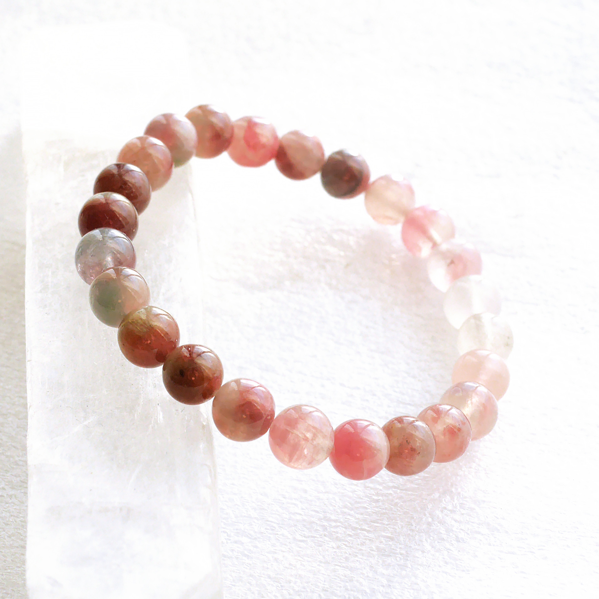 【特価】レア☆ブレスレット☆ウォーターメロントルマリン・ピンクトルマリンシリカ（8mm）