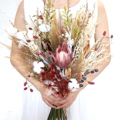 吾亦紅プロテアブーケ ブートニアセット ウェディングブーケ ブーケ  