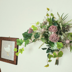 モーブピンクの花束☆スワッグ『Creema限定』～約60cm～ 6枚目の画像