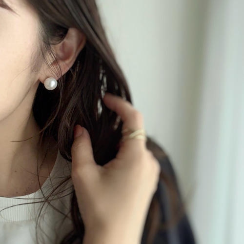 3size】こぼれバロックパールピアス | ホワイト | 淡水パール