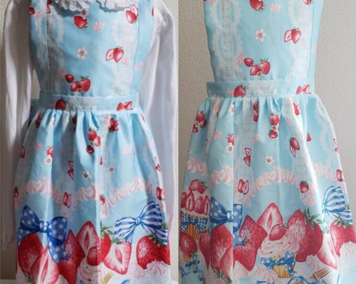 ワンピース エプロン 子供服 原宿ドールズ サックス エプロン