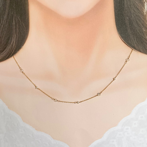 【14K】(14金) stone round cute necklace ネックレス☆送関税込 minikin]14kgf【11月/シトリン】小さな誕生石のネックレス