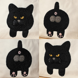 【突っ込んでしまった目つきの悪い黒猫ちゃん羊毛ランチバッグ】 4枚目の画像