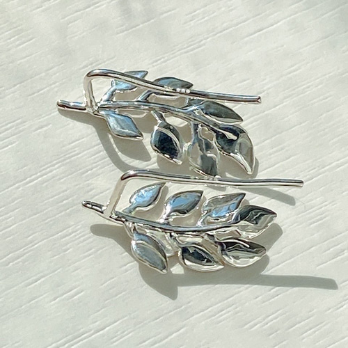 Leafディテールイヤークライマー両耳 ペア925SilverHandmade Ear