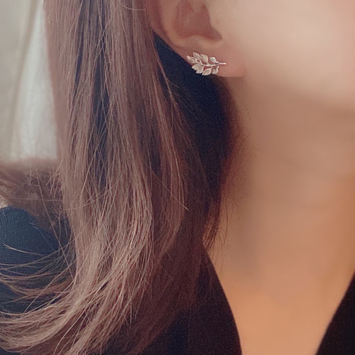 Leafディテールイヤークライマー両耳 ペア925SilverHandmade Ear