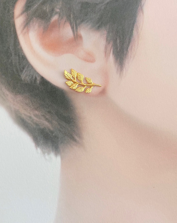 Leafディテールイヤークライマー両耳 ペア925SilverHandmade Ear Climber1896A 20枚目の画像