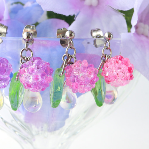 1粒》紫陽花キャンディピアス(イヤリング) 紫陽花 梅雨 初夏 夏