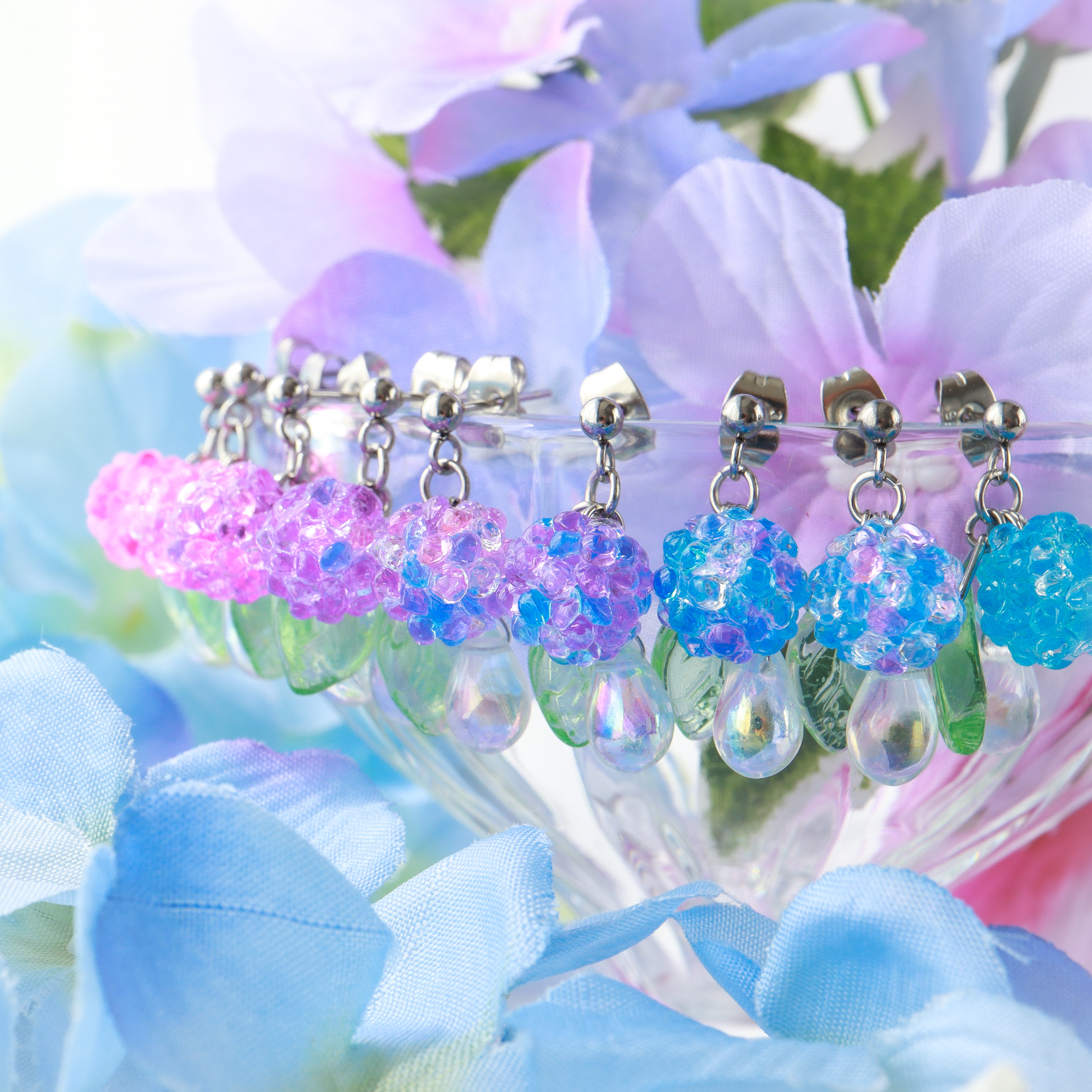 1粒》紫陽花キャンディピアス(イヤリング) 紫陽花 梅雨 初夏 夏