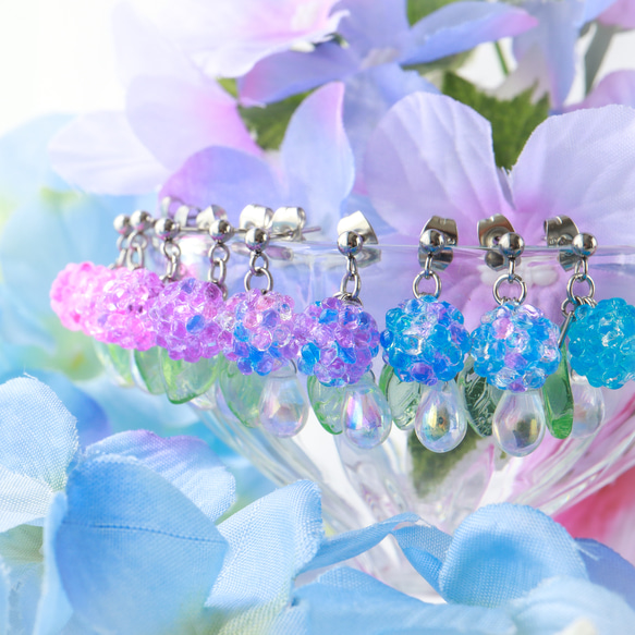 1粒》紫陽花キャンディピアス(イヤリング) 紫陽花 梅雨 初夏 夏