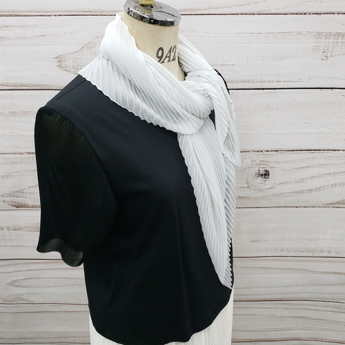 黒 プリーツ加工 ストール プリーツ加工プリントストール｜通販の