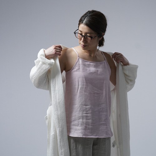 wafu.　下着を着けずに過ごせるキャミソール　白　Sサイズ リネンキャミソール】下着をつけずに快適に過ごせる トッキノン