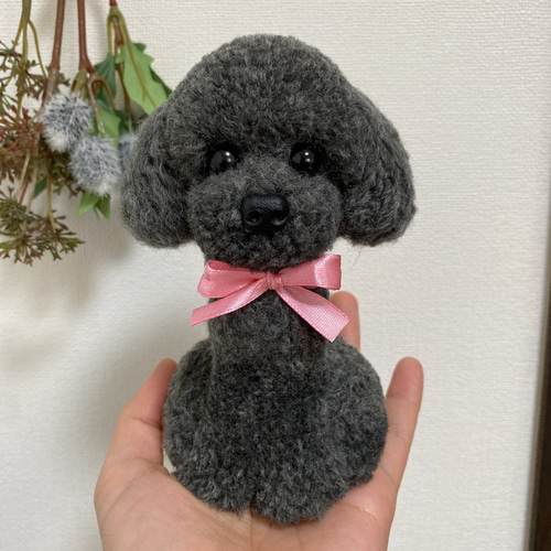 動物ぽんぽん トイプードル 濃いグレー その他人形 ricksan 通販 