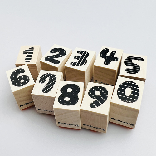 箱付【BIG】Rira数字10本セット＊ラバースタンプ15㎜x20㎜x23