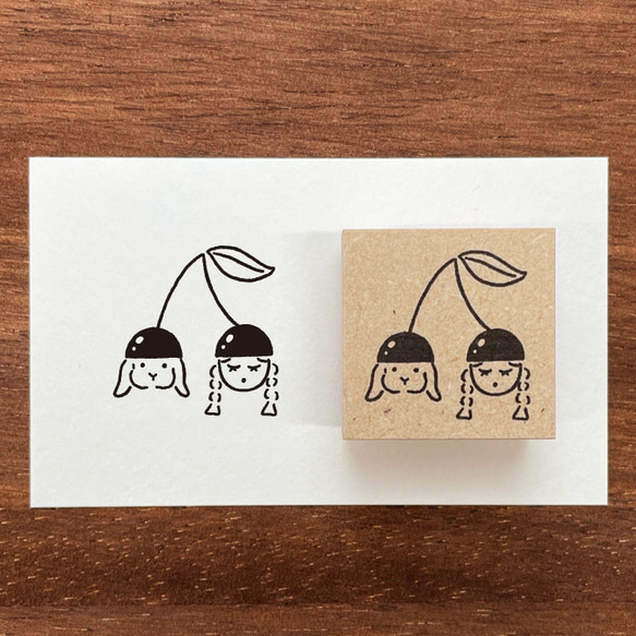小丸子五月櫻桃 (a-115) 季節插圖郵票 Hanko Hanko 女孩 第1張的照片