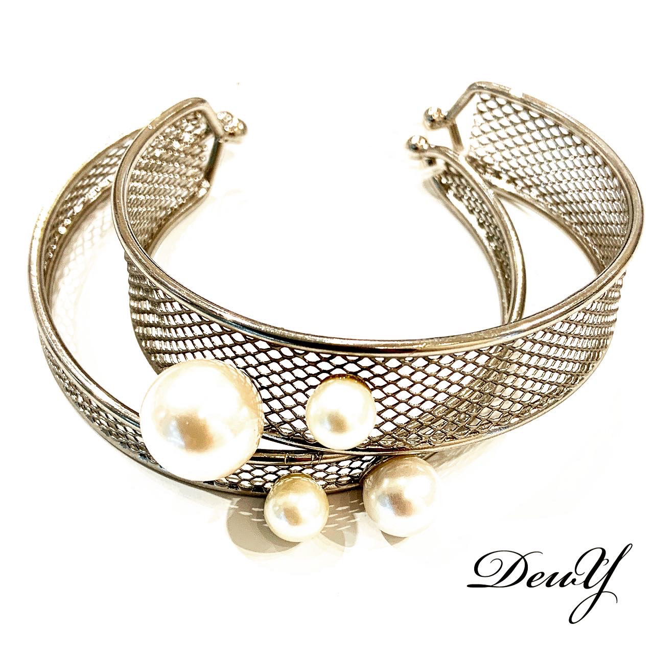 《受注製作》コスチュームジュエリー/バングル/パール/2連/made in Japan【Deux Y】DJV-008