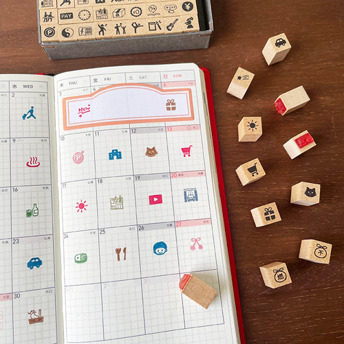 手帳スタンプmini 7mm｜18 自然 28種類（c-18）はんこ ハンコ