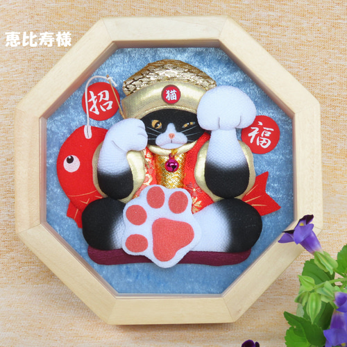 押絵招き猫 置物/壁掛け 【恵比寿様】＆【大黒様】風水グッズ