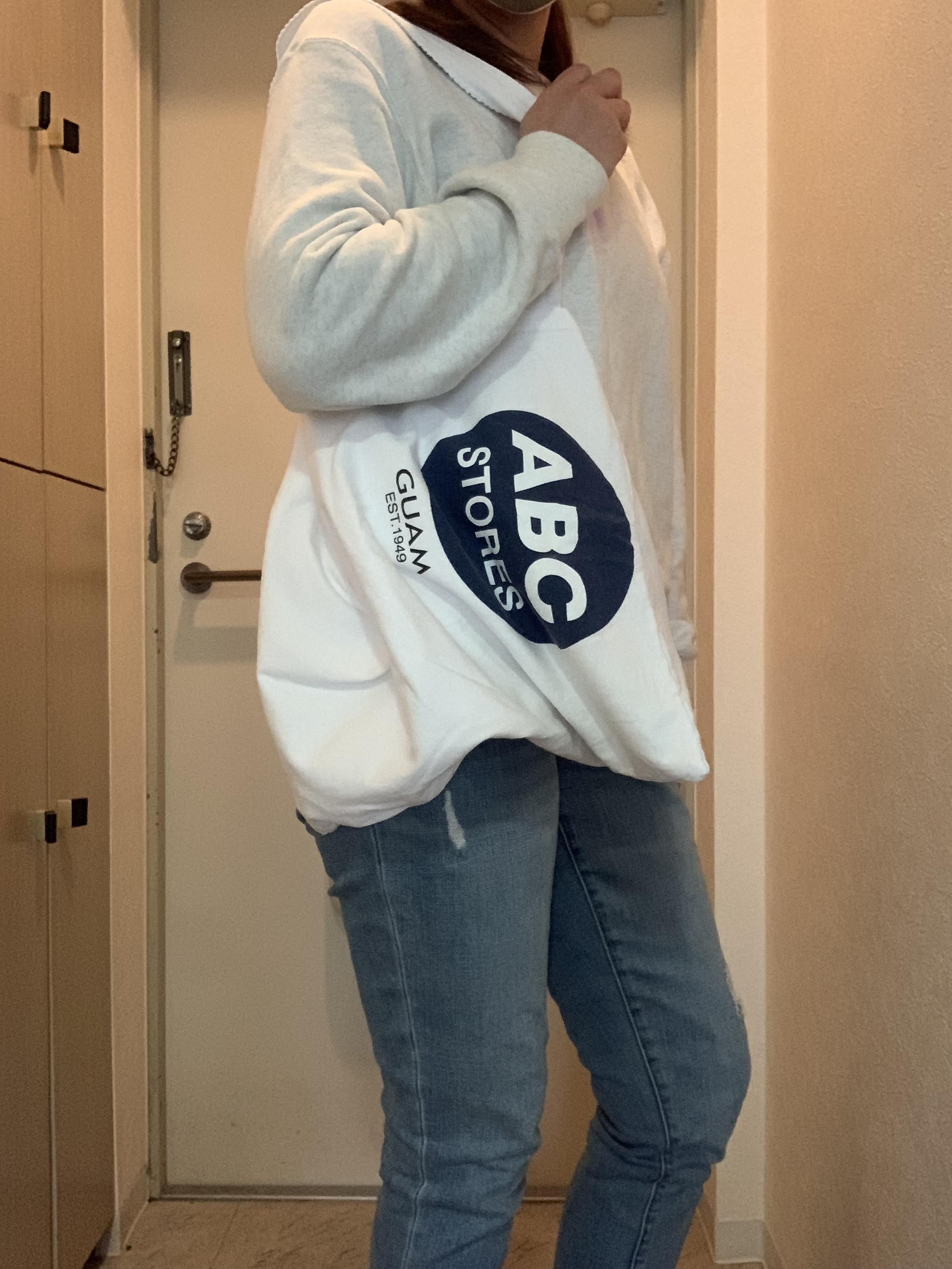 Tシャツリメイク ✳︎リバーシブル 布バック 白と白 エコバッグ・サブ