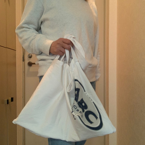 Tシャツリメイク ✳︎リバーシブル 布バック 白と白 エコバッグ・サブ  