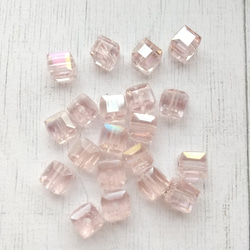 【6mm 20個】クリスタルガラス　キューブ　(ピンク) 2枚目の画像
