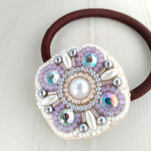 ビーズ刺繍◇ヘアゴム＃043パープル ヘアゴム isoa/イソア 通販 
