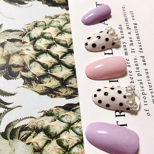 パステルカラー/ドット/フレンチ/ガーリー/パール/ブリオン/ゆめかわ  