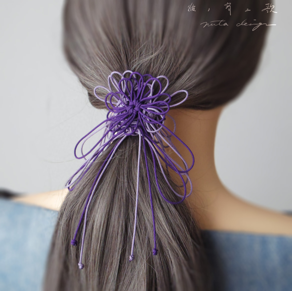 髮帶“Kano Yoni Uta”（深紫色 x 淺紫色） 第7張的照片