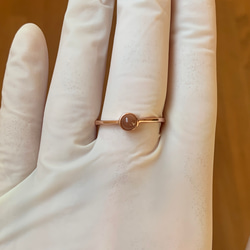 天然石 選べるベゼル一粒リング ラウンド 4mm 指輪 スタッキングリング シンプル ピンクゴールド 6枚目の画像