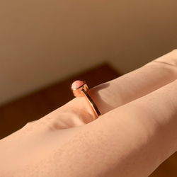 天然石 選べるベゼル一粒リング ラウンド 4mm 指輪 スタッキングリング シンプル ピンクゴールド 15枚目の画像