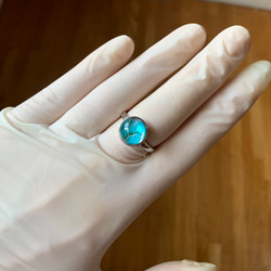ガラス×シェル 選べるぷっくりガラス玉リング ラウンド 10mm 指輪 銅 シルバー シンプル ベゼル 11枚目の画像
