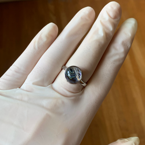 ガラス×シェル 選べるぷっくりガラス玉リング ラウンド 10mm 指輪 銅