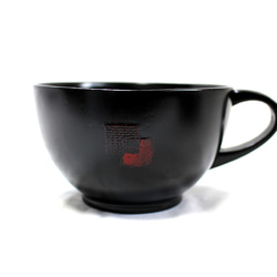 讃岐漆器ほっこり暖かい布張り 子供用スープカップ 黒（曙） 1枚目の画像