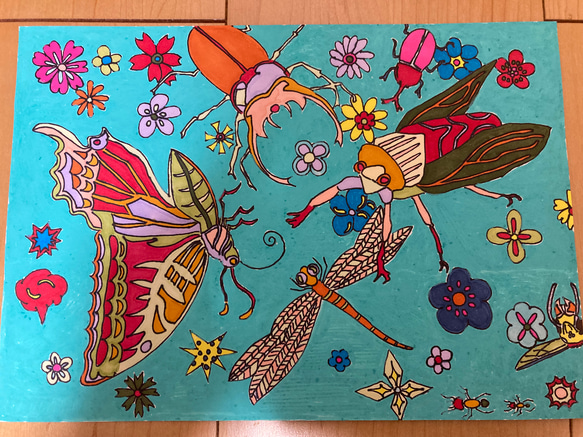 油絵、虫、アフリカアート 油絵、虫、アフリカアート 油絵、虫、アフリカアート 油絵、虫