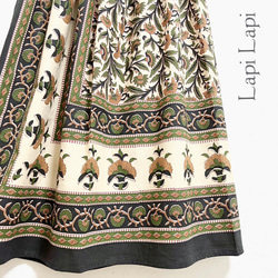 【新作】インド綿ギャザースカート ブラック 1枚目の画像