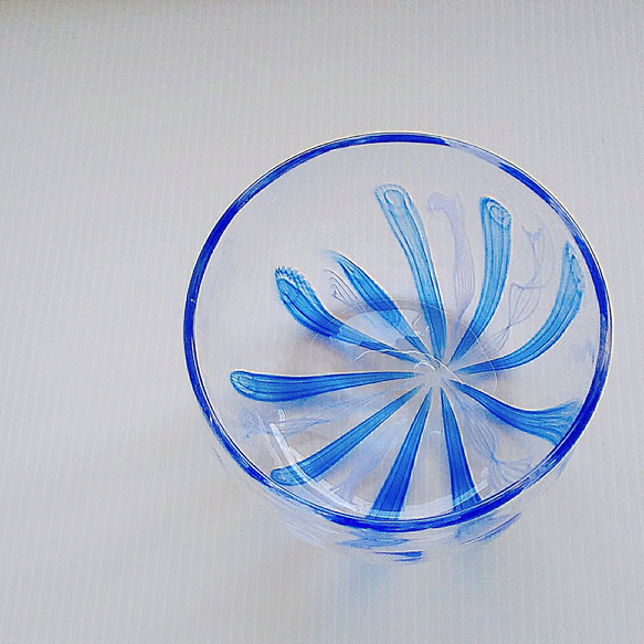 Flowers /　吹きガラス　/　ガラスのうつわ　/　青色系　 2枚目の画像