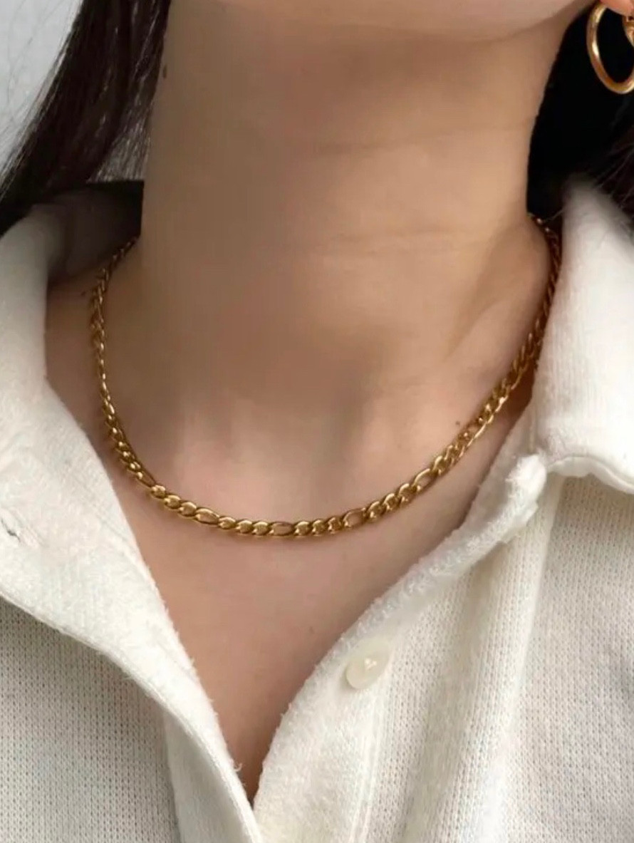 お盆最終日17日だけお値引き！ターコイズネックレス　フィガロチェー ビズー公式】ゴールド チェーン 40cm K18 ネックレス フィガロ