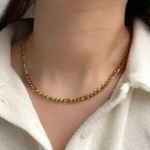 ステンレス つけっぱなしOK フィガロチェーンネックレス 18k