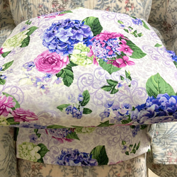 USAコットン上品な薔薇と紫陽花柄　名古屋帯 3枚目の画像
