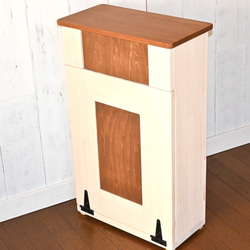 木製　ダストボックス  フタ付きゴミ箱　ごみ箱   30㍑ゴミ袋　薄型 5枚目の画像