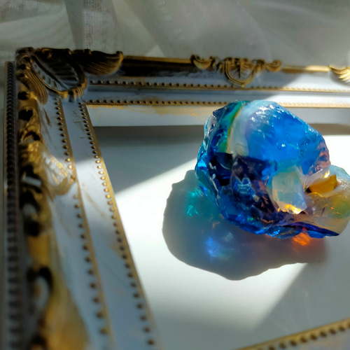 レア アンダラクリスタル シャスタ山 マルチカラー お守りの石 ブルー