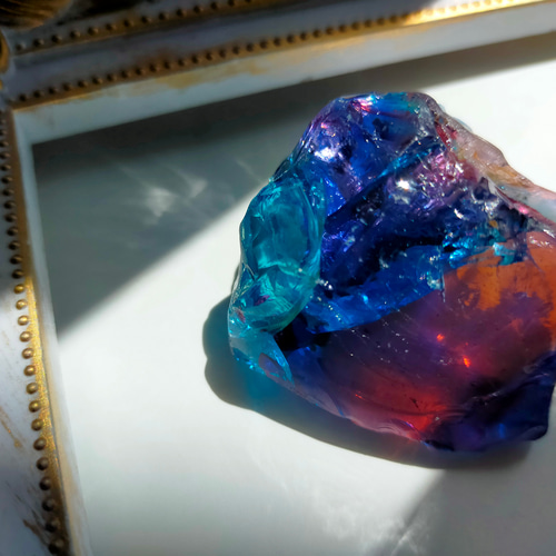 レア アンダラクリスタル シャスタ山 マルチカラー お守りの石 ブルー