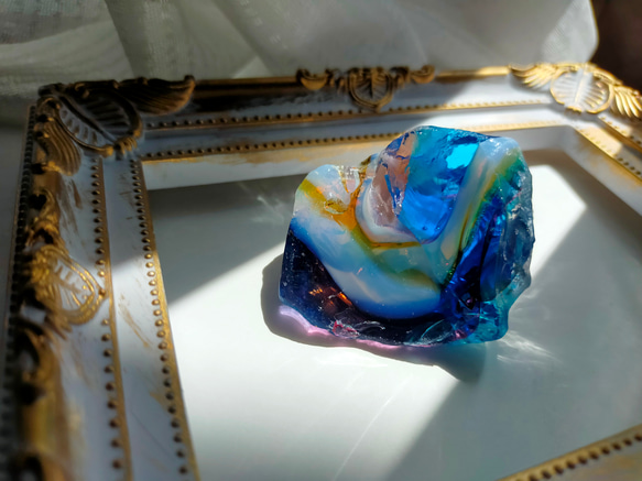 レア アンダラクリスタル シャスタ山 マルチカラー お守りの石 ブルー