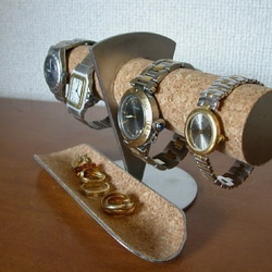時計スタンド　ウオッチスタンド　腕時計スタンド　トレイ付き4本掛け腕時計ディスプレイスタンド 3枚目の画像