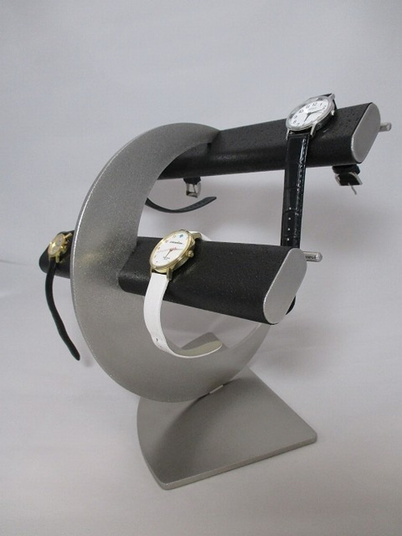 ウオッチスタンド　腕時計スタンド　時計スタンド　ブラック革バンド専用三日月腕時計スタンド 　受注生産　No.170406 7枚目の画像