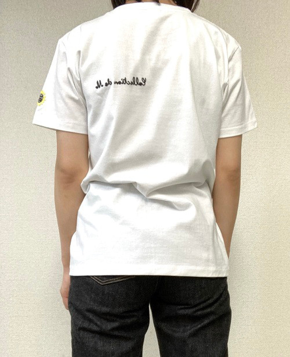 袖ワンポイントひまわり+バック刺繍半袖Tシャツ 12枚目の画像